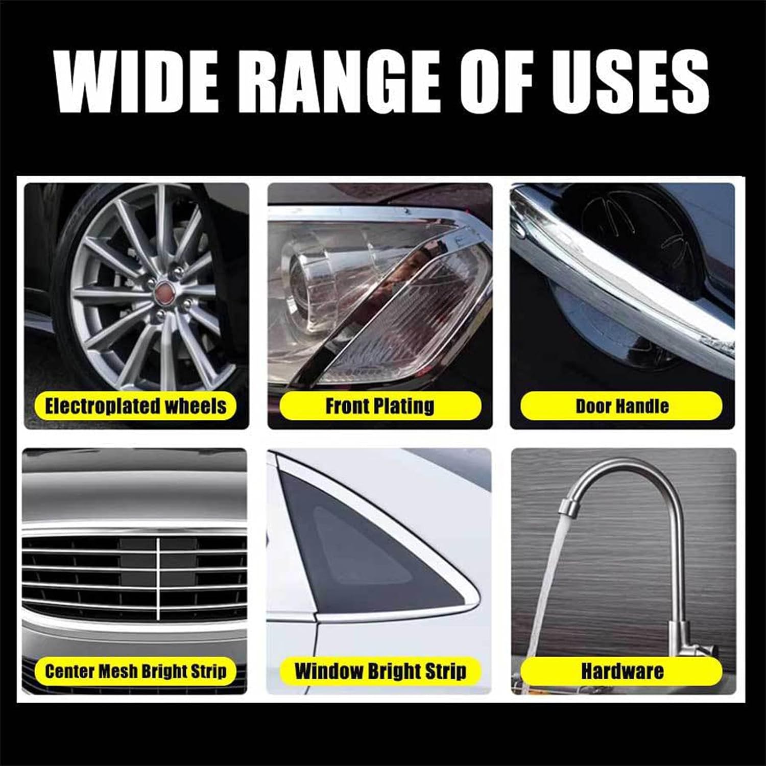 Car Chrome Polish, Versatile Metal Cleaner, Polishing Compound Emblems, Chrome Plate Retreading Agent, Creative Rust Removal Cleaner, Car Metal Polish for SUVs, RVs, and Motorcycles