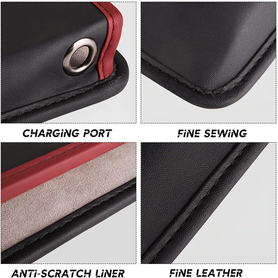 2 Pcs Car Seat Gap Filler Organizers, PU Leather Auto Seat Gap Storage Case, Universal Car Seat Organizer with Charging Hole for Phones, Cards, Keys, Glasses (Black)