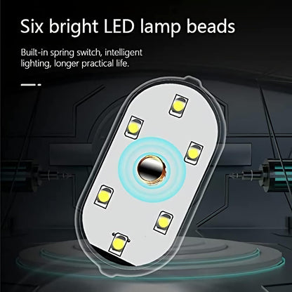 مصابيح LED داخلية للسيارة من KASTWAVE، مصابيح LED بـ7 ألوان داخلية للسيارة مع 6 لمبات LED ساطعة، مصباح ليلي محمول للديكور الداخلي للسيارة، اضاءة قابلة لإعادة الشحن بمنفذ USB، 2 قطعة