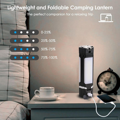 Camping Lantern, LED Flashlight Lantern, Foldable Electric Camping Lights Lamp 5 Modes, 3000mAh Portable with Magnetic Top for Outdoor, Power Cuts, Fishing, Magnetic Vehicle Repair Light