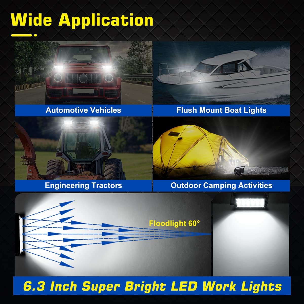 Portable 36W Floodlight Magnetic Base Led Light Bar Offroad Driving Work Lamp Flood Beam For Truck Car Boat 4X4 Camp 12V 24V Fog
