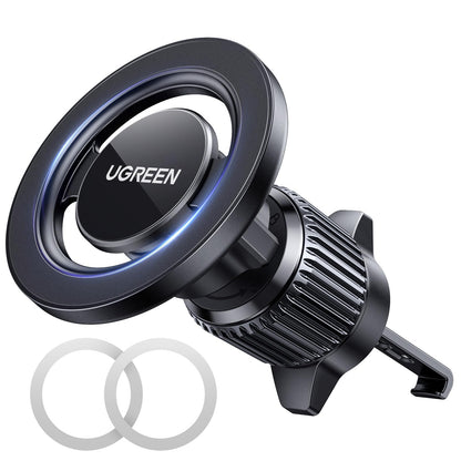 UGREEN MagSafe Car Phone Holder Car Mount, [360° Rotation Super Stable], Magnetic One-hand Operation, No Blocking Air Vent Silicone Clip Accessories, Fit for iPhone 17/16/15/14, Samsung S25/24/23