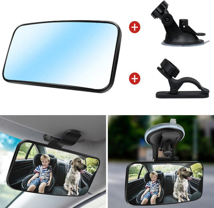 Baby Car Mirror Rear Facing,Universal Car Interior Rearview Baby Mirror Wide Angle Convex Mirror Clip-on & Suction Cup mirrors for Viewing Rear Passengers (clip &suction cup)