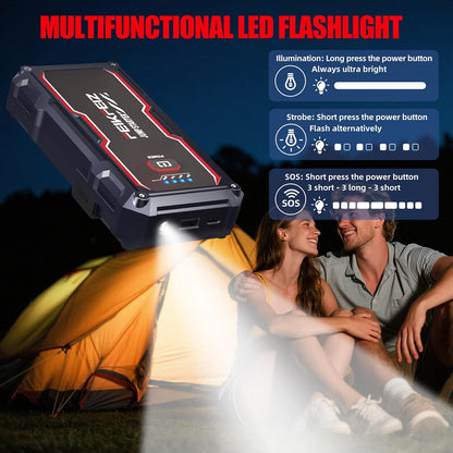 FEIKFEIZ Car Jump Starter, 6000A Peak 26800mAh 12V Battery Jumper Starter Portable for Up to All Gas/8.0L Diesel Vehicles with USB Charge Output Port and LED Lights.