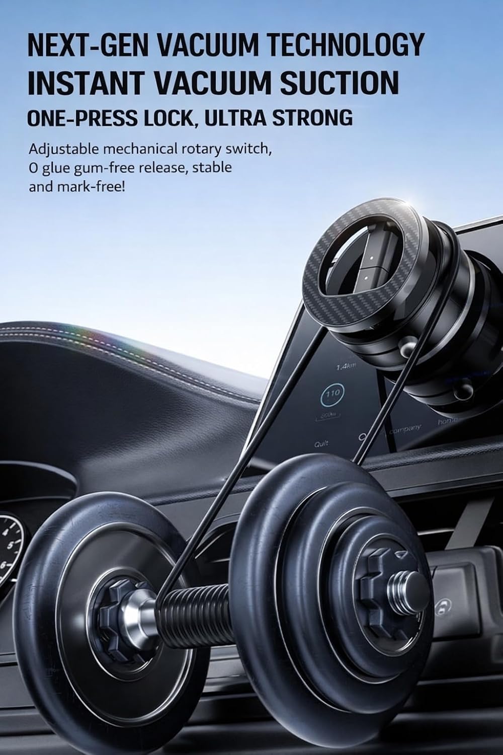 Magnetic Car Phone Holder [70LBS Suction] Dashboard & Windshield Mount, N54 4000gf Magnetic, 360° Adjustable Aluminum Arm, iPhone 17/16/15/14/13/12 & Android