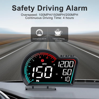 HUD Digital Speedometer for Car- Universal Heads Up Display with Oversize Screen, Large LCD MPH Speed & Fatigue Alert, Over-Speed Alarm Compass