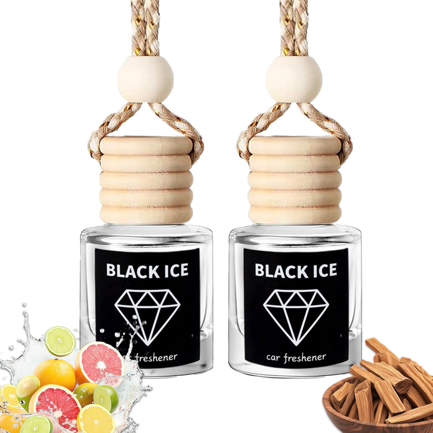 Car Air Freshener Hanging 2 Bottle, Essential Oil Diffuser for Car, Car Air Freshener Cute, Long Lasting Air Freshener for Car, air Fresheners for Women Men, Air Diffusers (whitesage)