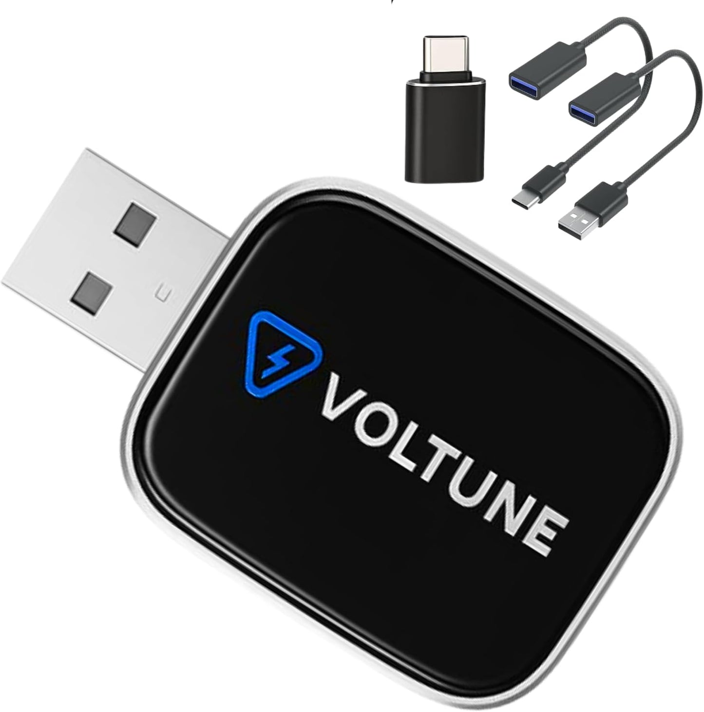 محول Voltune اللاسلكي لـ CarPlay و Android Auto | تحويل من السلكي إلى اللاسلكي | دونجل USB للتوصيل التلقائي السريع | واي فاي 5G مستقر | يعمل مع iPhone و Android | التوصيل والتشغيل (أسود)