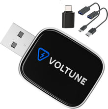 محول Voltune اللاسلكي لـ CarPlay و Android Auto | تحويل من السلكي إلى اللاسلكي | دونجل USB للتوصيل التلقائي السريع | واي فاي 5G مستقر | يعمل مع iPhone و Android | التوصيل والتشغيل (أسود)