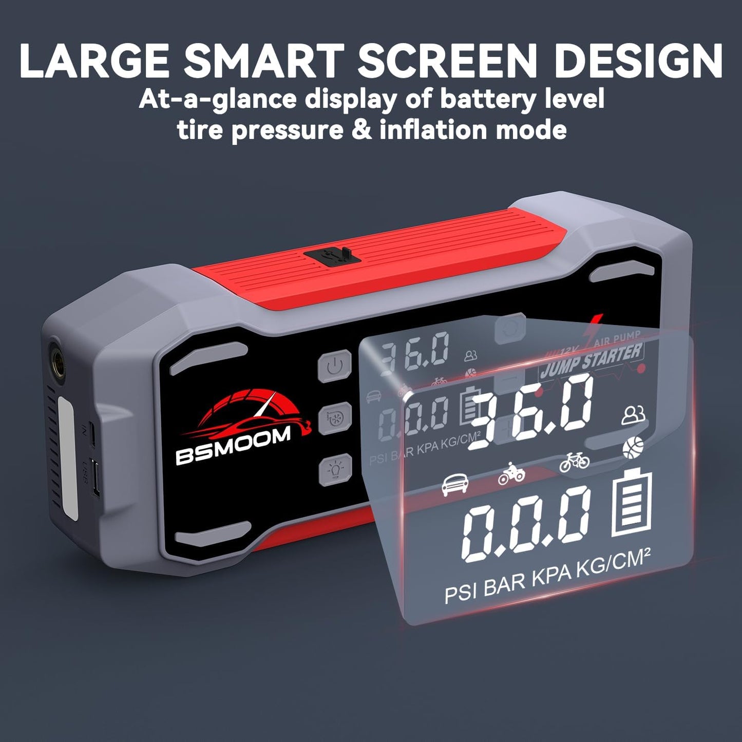 Jump Starter with Air Compressor 8000A, 14 in 1 Car Battery Jump Starter with 45W Quick Charger,(All Gas/14L Diesel),150PSI Tire Inflator & Air Inflator/Deflator Pump