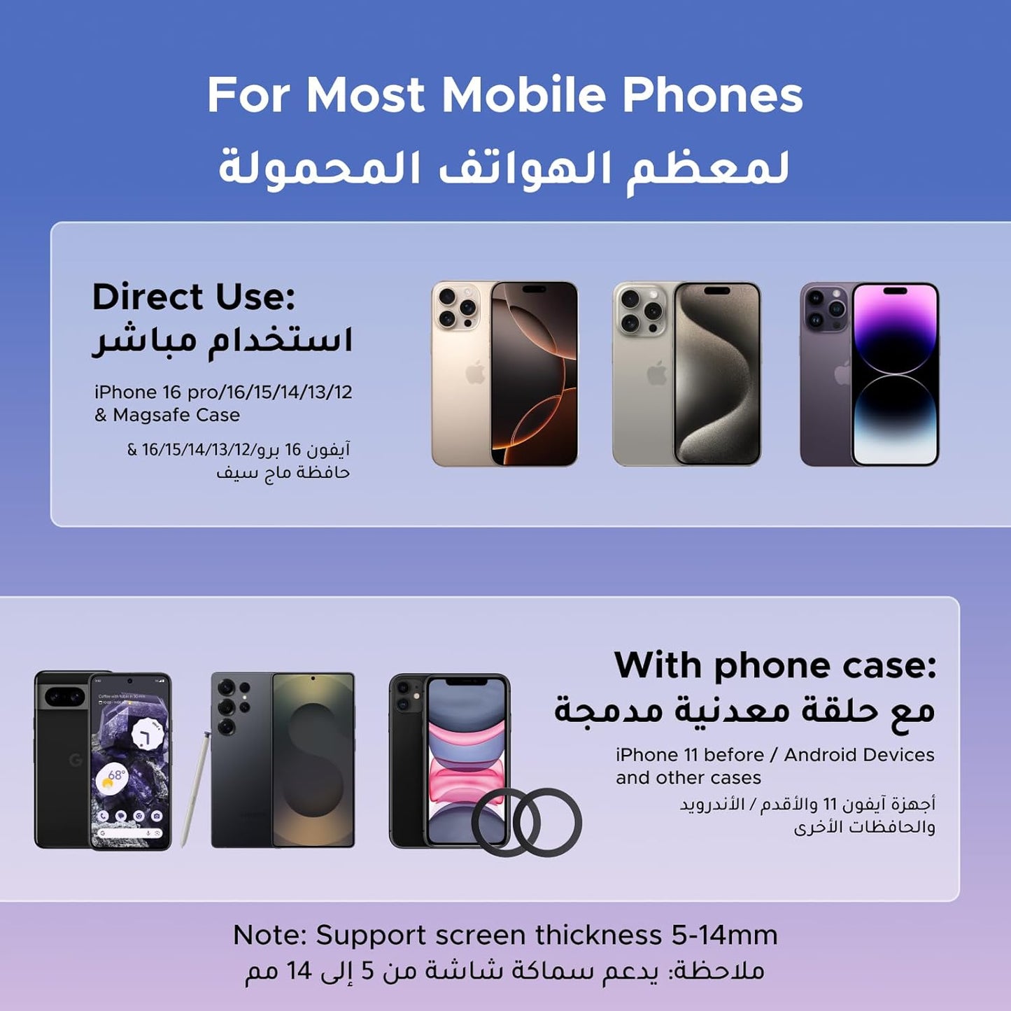 حامل موبايل ماج سيف للسيارة من يوجرين، [18 مغناطيس قوي]، [دوران 360 درجة]، [قفل بنقرة واحدة]، حامل موبايل لتيسلا، مناسب لايفون 16/15/14، سامسونج S25/24/23