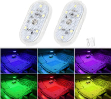 مصابيح LED داخلية للسيارة من KASTWAVE، مصابيح LED بـ7 ألوان داخلية للسيارة مع 6 لمبات LED ساطعة، مصباح ليلي محمول للديكور الداخلي للسيارة، اضاءة قابلة لإعادة الشحن بمنفذ USB، 2 قطعة