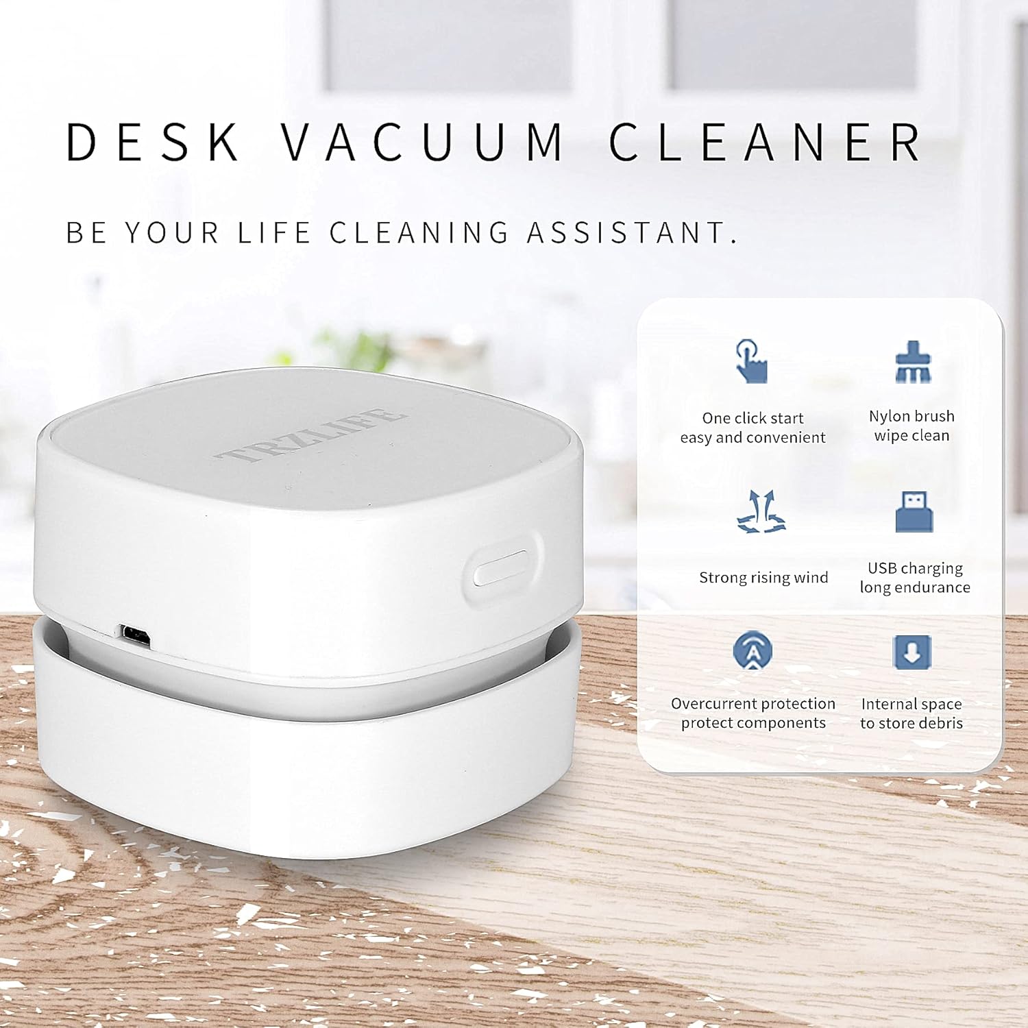 TRZLIFE Desk Vacuum Cleaner, Mini Table Vacuum Improved Details AA Batteries Cordless Vac Sucks up Tiny Items Crumbs for Desktop Drawer Countertop Perfect Valentine's Day gift