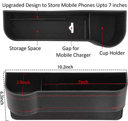 CLOUDFOUR Car Seat Gap Organizer, Car Storage Organizer, Seat Console Car Cup Holder with extra storage for Cards, Keys and Coins (2 pcs)