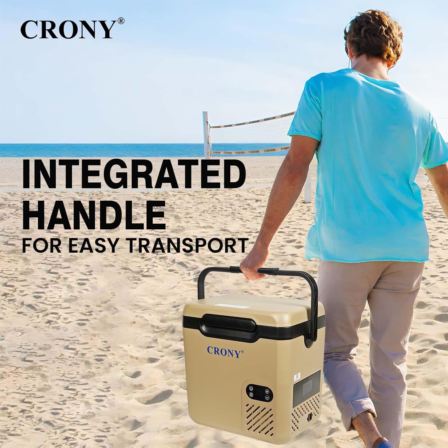 كروني ثلاجة سيارة N12 سعة 12 لتر، ثلاجة صغيرة محمولة بتيار مستمر/تيار متردد للشاحنة الترفيهية وسيارات جيب وسيارات الدفع الرباعي والقارب والتخييم والرحلات البرية والسفر في الهواء الطلق -20 درجة مئوية