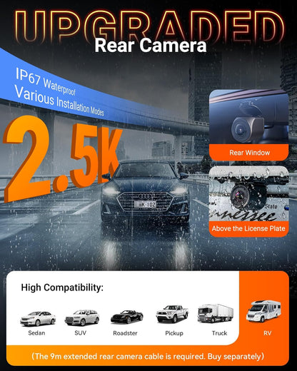 Vantrue N4S 3 Channel WiFi Dash Cam, STARVIS 2, PlatePix™, 2.7K+1440P+1440 Front Inside Rear Dashcam, HDR, IR Night Vision, Voice Control, GPS, G-sensor, 24/7 Buffered Parking Mode, Support 1TB Max