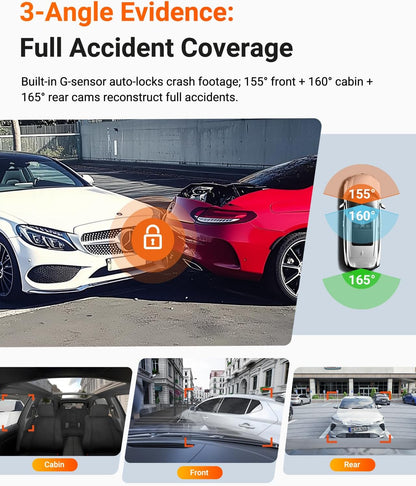 Vantrue N4 Pro S 4K 3 Channel Dash Cam w/Triple STARVIS 2, 4K+1080P+2.5K Front Inside Rear Dash Camera, HDR IR Night Vision, Voice Control, 24/7 Parking Mode, GPS, Wi-Fi, Support 1TB