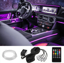 HOLDCY شريط اضاءة LED للسيارة، اضواء داخلية RGB للسيارة، 5 في 1 بطول 236.22 انش من الالياف الضوئية، مجموعات اضاءة محيطية متعددة الالوان للوحة القيادة، وضعية DIY ووضعية الموسيقى، خاصية تشغيل الصوت