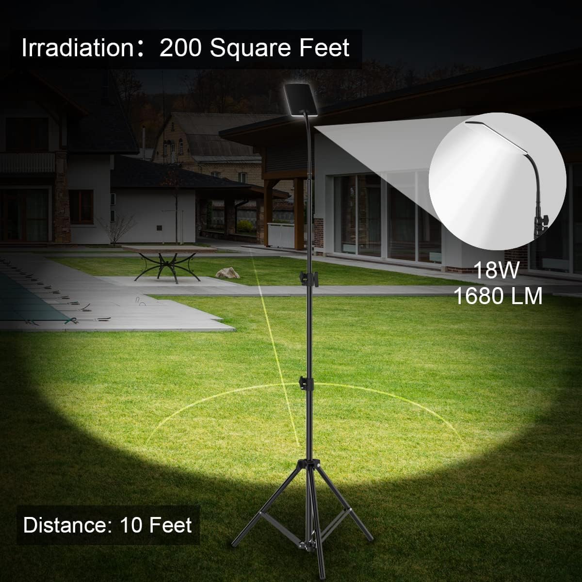 THE WHITE SHOP Portable Camping Lights, Work Lights With Stand,Telescoping Tripod Outdoor Light & Camp Light, Camping Hook Includes