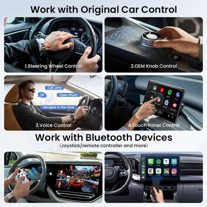Carlinkit Tbox S2 LED، أندرويد 13، 8 جيجابايت + 128 جيجابايت، محول لاسلكي 3 في 1 مع CarPlay/Android Auto/Play Store/بث الفيديو/مركز الألعاب/نظام تحديد المواقع العالمي (GPS) المدمج