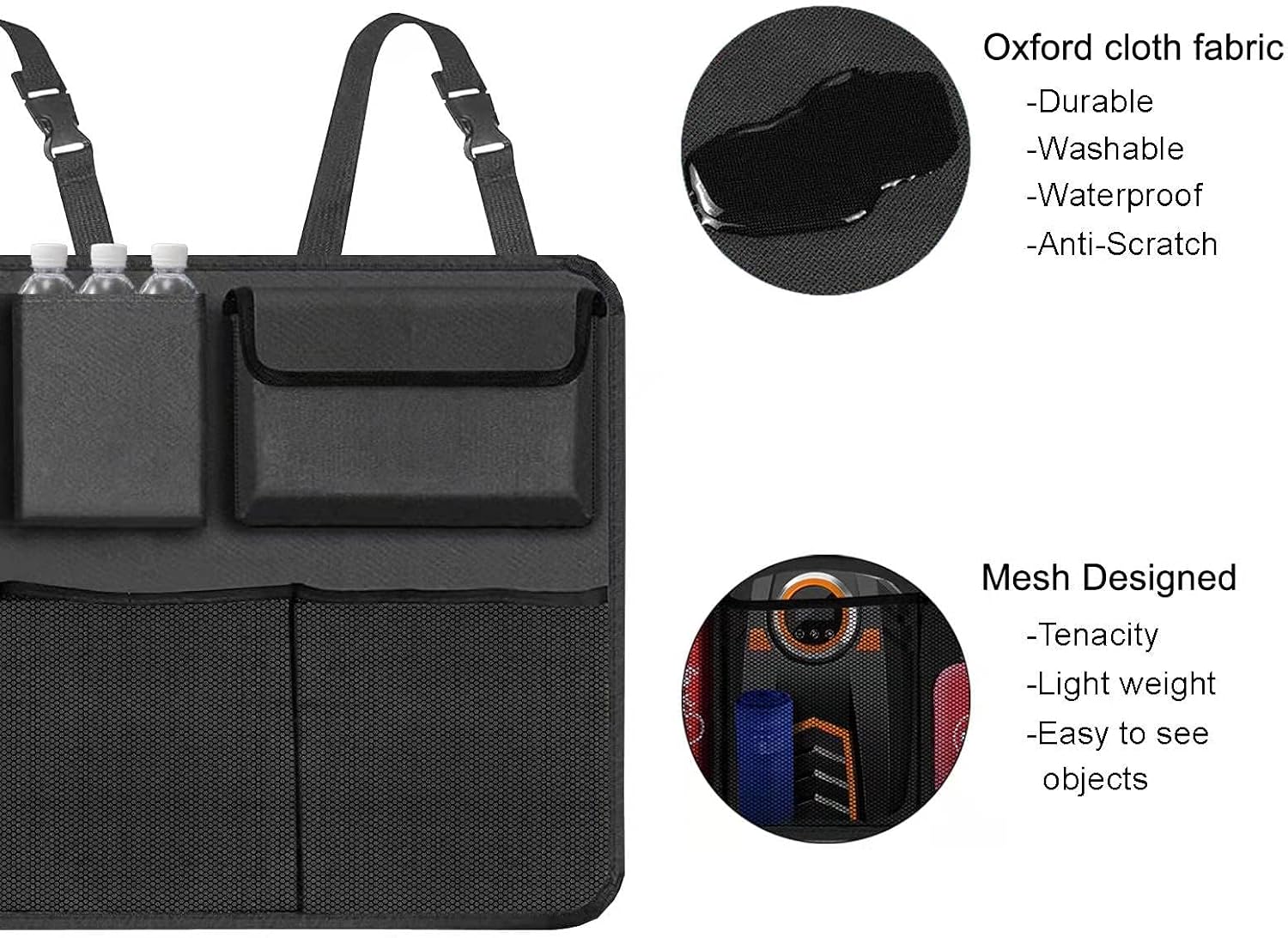Car Trunk Organizer with 8 Large Storage Pockets | Versatile Backseat Hanging Organizer for SUV, Truck & Van | Extra Capacity for Space Saving and Efficient Storage Solutions