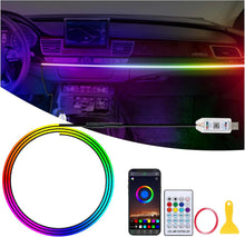 GPJYD أضواء LED داخلية للسيارة من الأكريليك، 110 سم و146 مصباح LED RGB مع إضاءة محيطة بـ 16 مليون لون، إكسسوارات السيارة مع تطبيق وجهاز تحكم عن بعد للرجال والنساء كهدايا