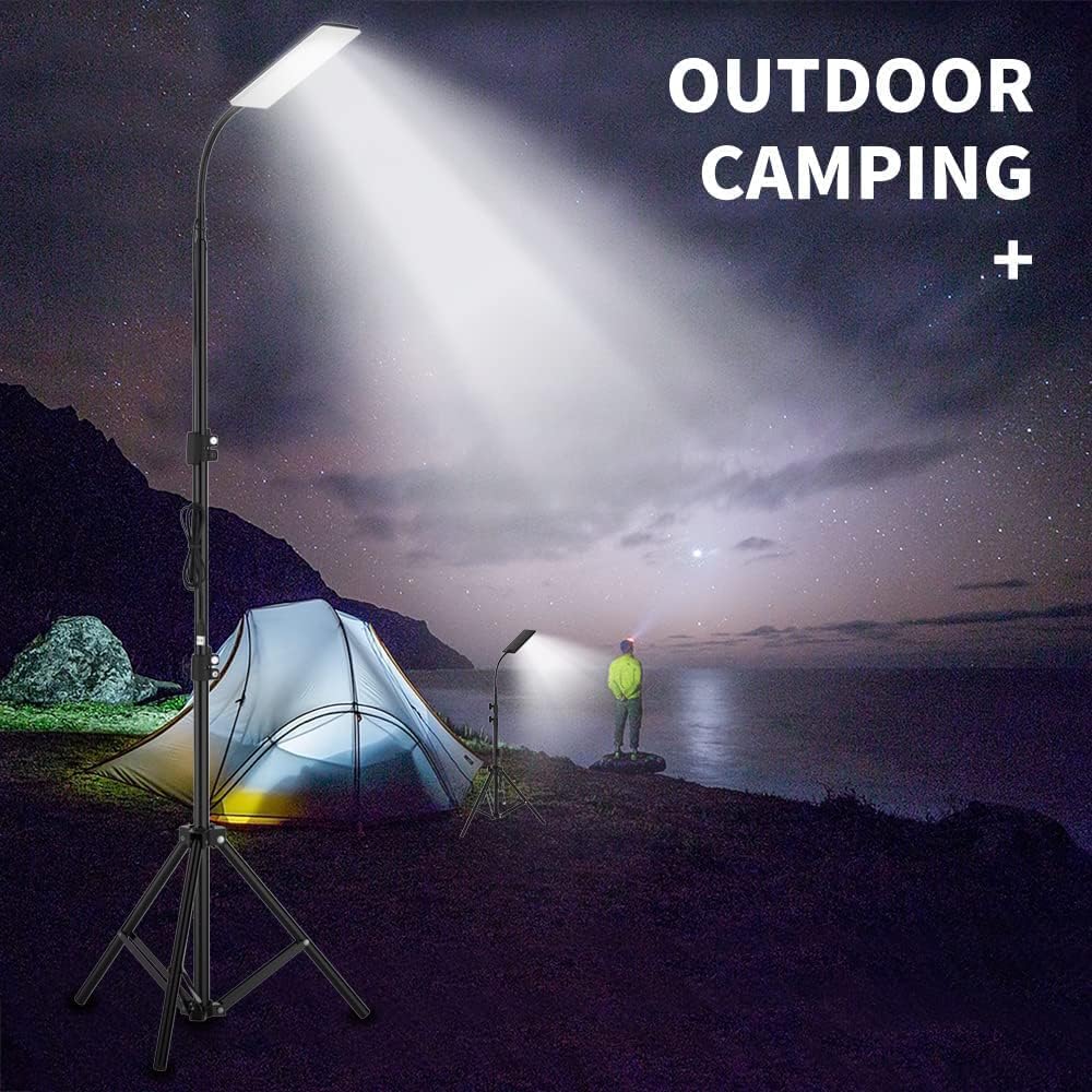 THE WHITE SHOP Portable Camping Lights, Work Lights With Stand,Telescoping Tripod Outdoor Light & Camp Light, Camping Hook Includes