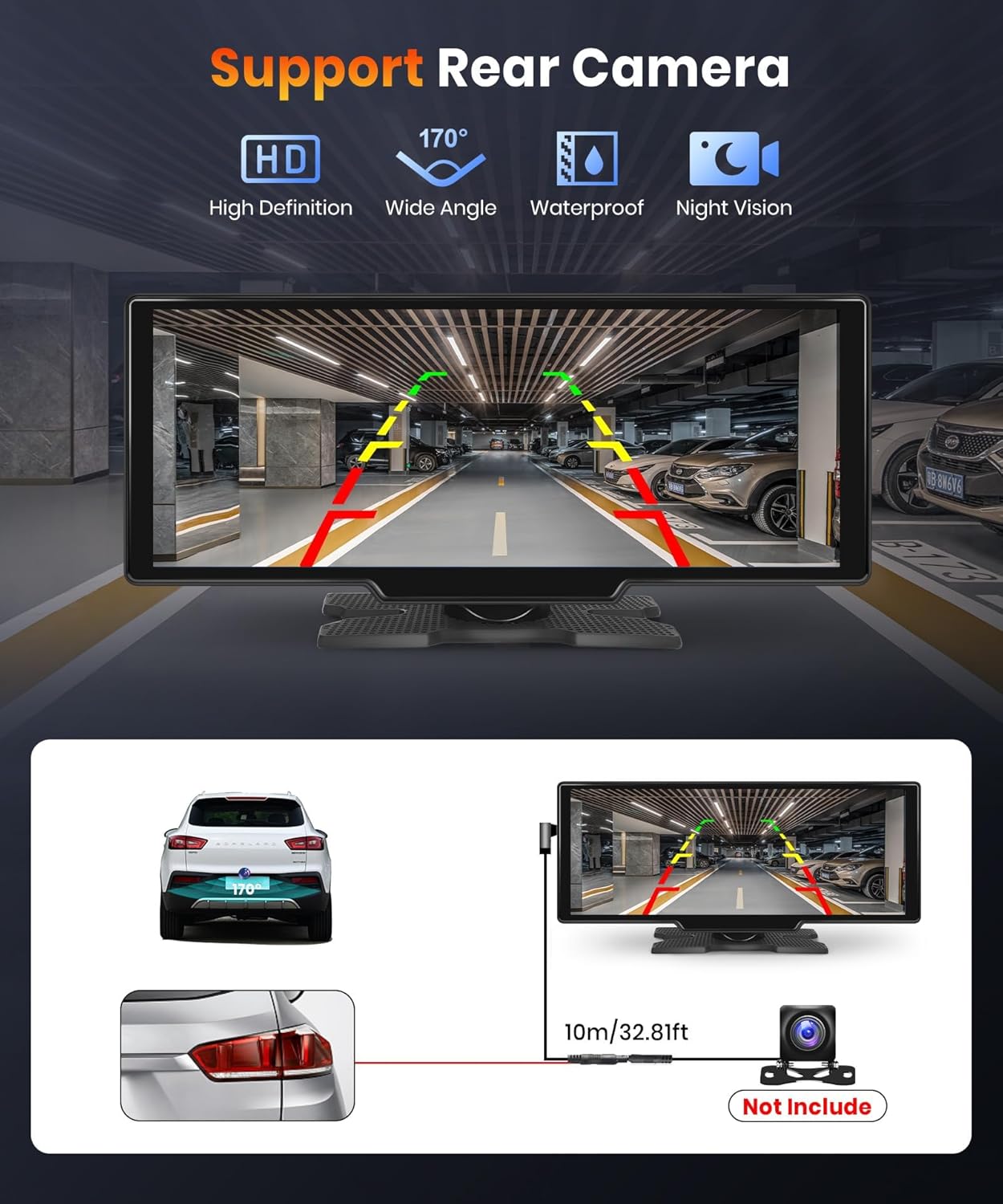 podofo 10.26 Touchscreen Portable Wireless Apple Carplay Car Stereo, Portable Car Screen Compatible with Bluetooth Hands-Free/GPS Navigation/Siri Assistant/Voice Control,7V-32V Suit for All Vehicles