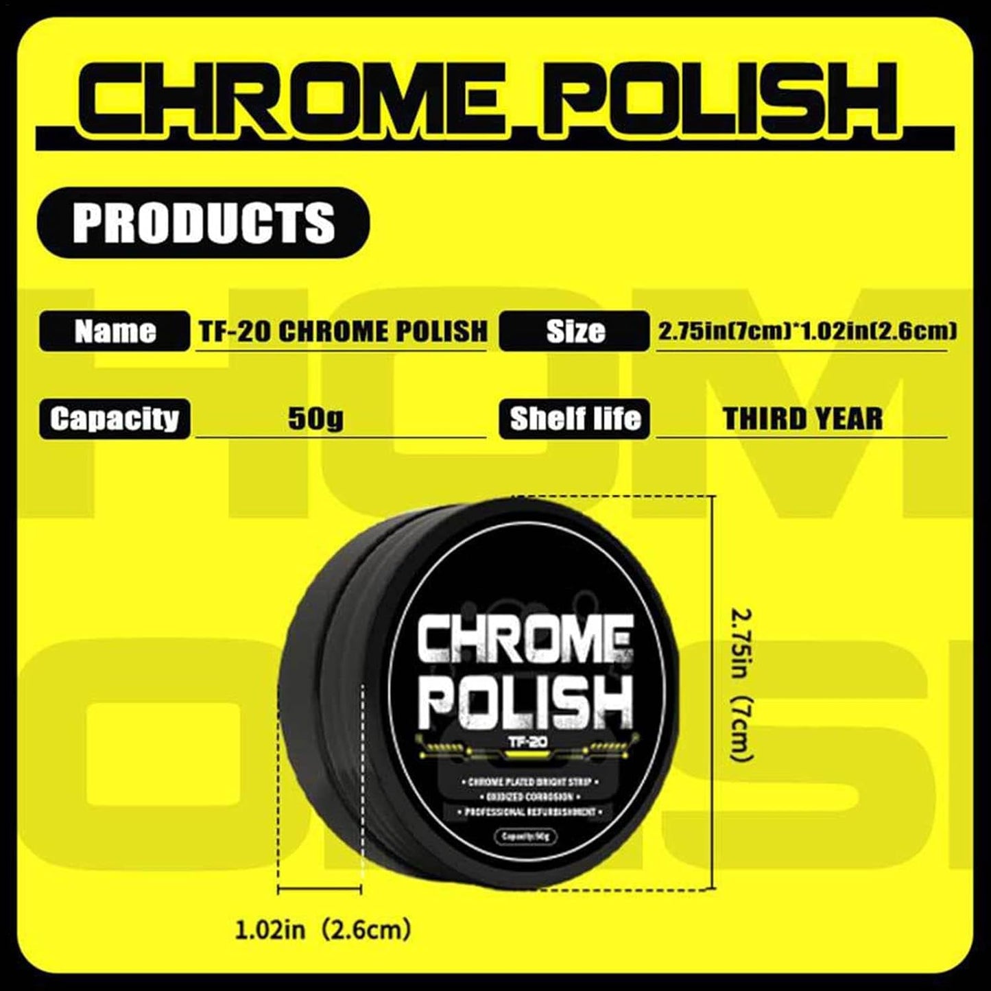 Car Chrome Polish, Versatile Metal Cleaner, Polishing Compound Emblems, Chrome Plate Retreading Agent, Creative Rust Removal Cleaner, Car Metal Polish for SUVs, RVs, and Motorcycles