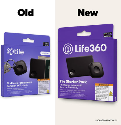 Tile by Life360 Starter Pack - Bluetooth Trackers and Item Finders for Keys, Wallets & More. Both iOS and Android Compatible. Phone Finder. 2-Pack (Black Mate/Slim)
