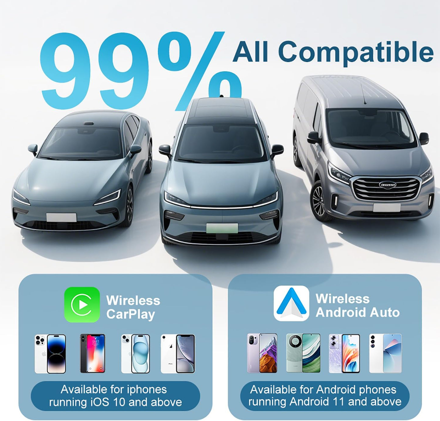 2-in-1 Wireless CarPlay/Android Adapter for Car, Plug & Play CarPlay USB Dongle, Mini CarPlay Adapter for iPhone, Convert Wired to Wireless Conversion with Fast Auto-Connect & Low Latency