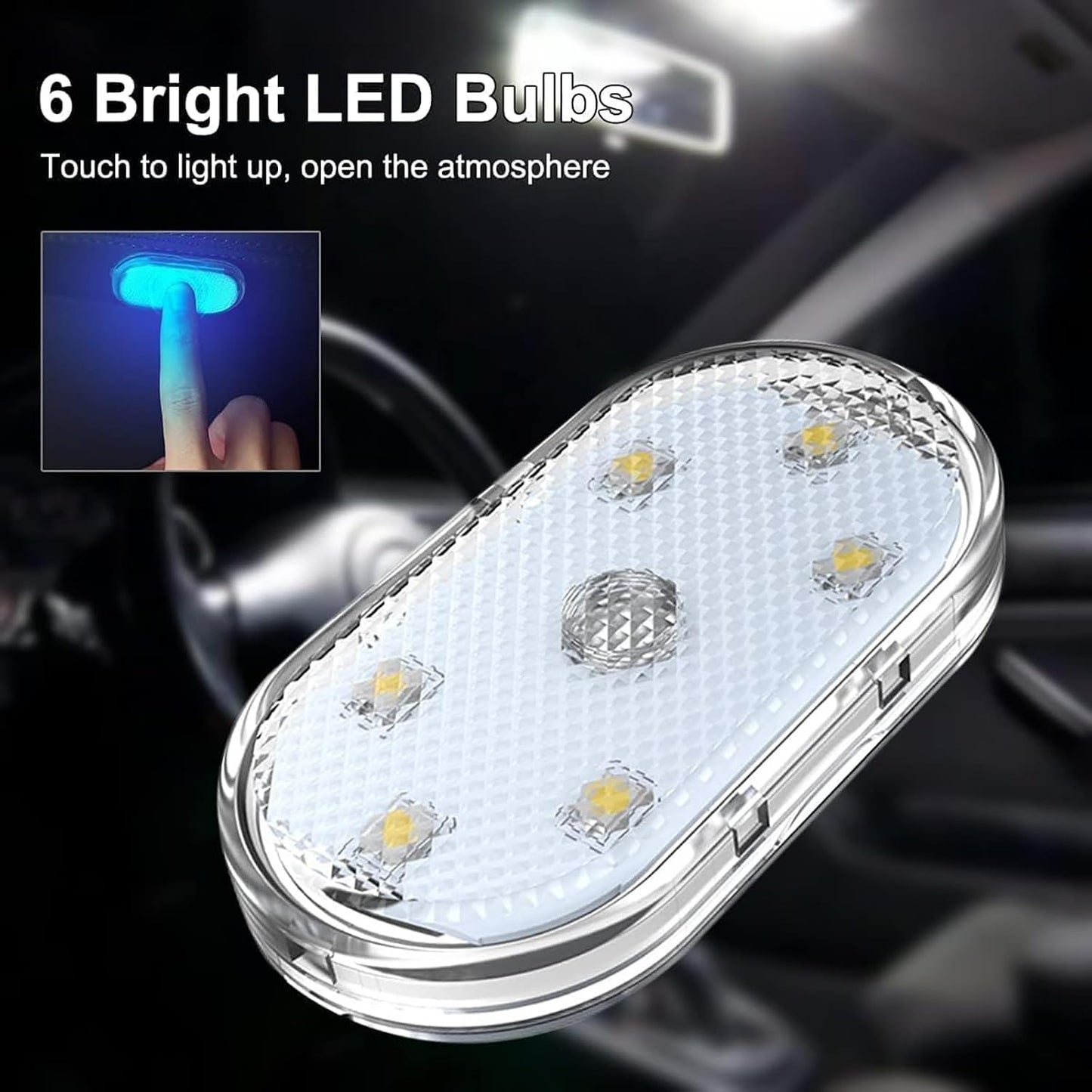 مصابيح LED داخلية للسيارة من جويز، 4 قطع من مصابيح LED لاسلكية للسيارة مع 7 الوان تاثير رائع، مصابيح LED داخلية للسيارة مع USB قابلة لاعادة الشحن، مصابيح داخلية مغناطيسية سهلة التركيب لجميع السيارات