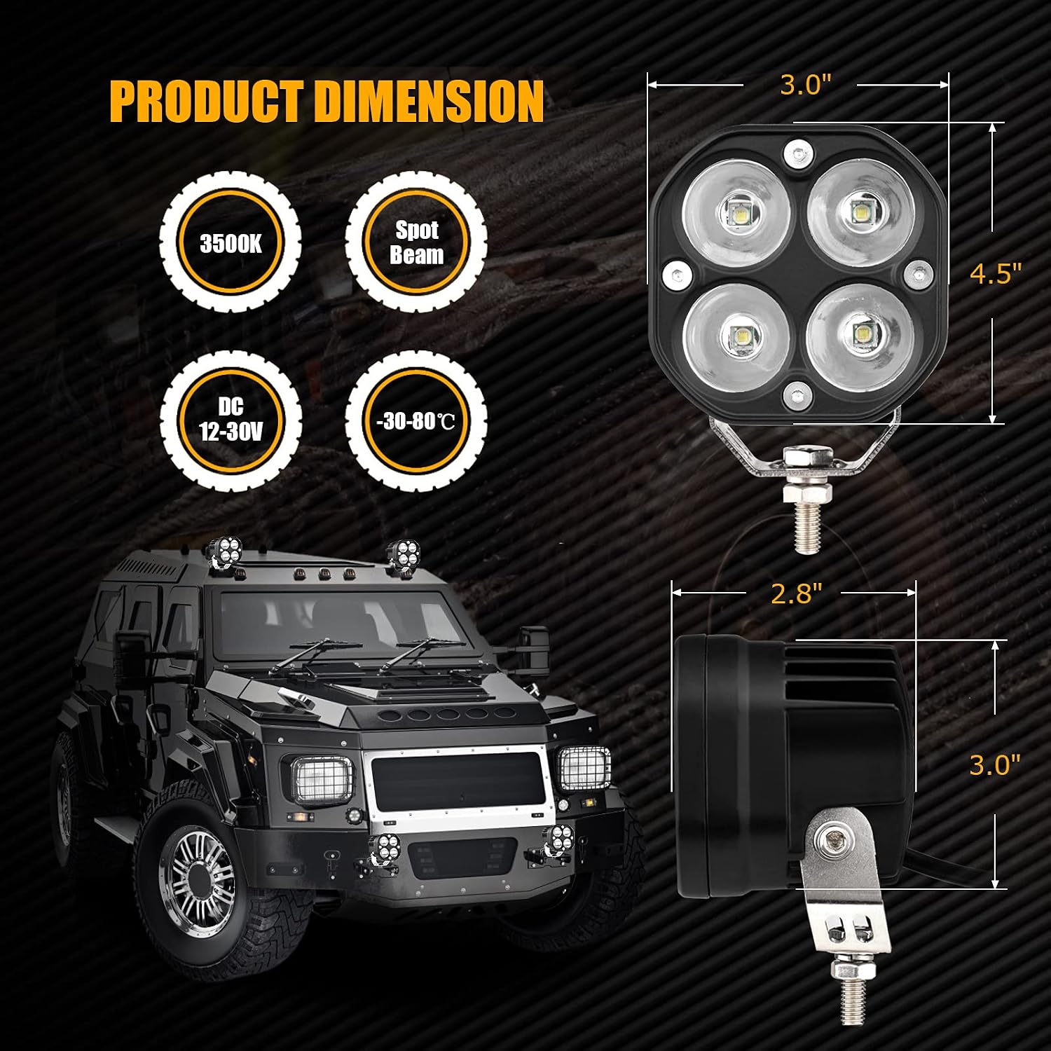 شريط إضاءة LED أضواء ضباب للقيادة قطعتين LED مصابيح قيادة مقاومة للماء IP68 مصباح عمل إضاءة للطرق الوعرة للشاحنة ATV UTV SUV قارب شاحنات دراجة نارية جرار