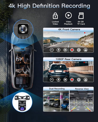Violety Portable Wireless CarPlay Touchscreen for Car: 4K Apple Carplay & Android Auto Car Play Screen with 4K Dash Cam/1080p Rear Camera/GPS Navigation/Bluetooth/Mirror Link/AirPlay (10.26 in)