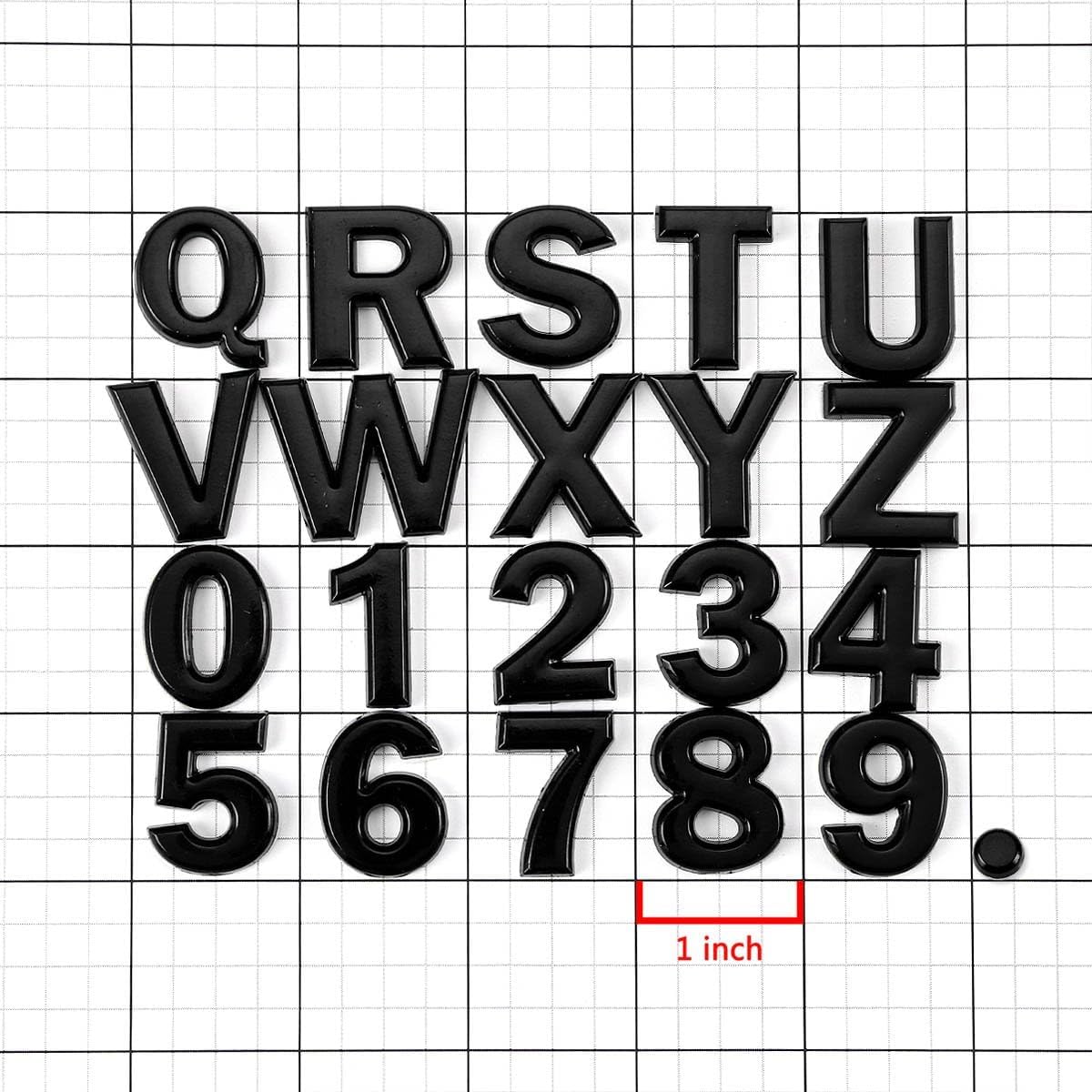 1set DIY Alphabet Letter Badge Chrome Plated Car Sticker Number Badge Car Logo 3D Metal Auto Parts Motorcycle Sticker(1x1 inh) (Black)