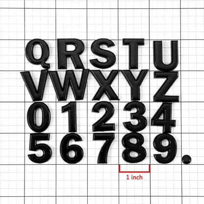 1set DIY Alphabet Letter Badge Chrome Plated Car Sticker Number Badge Car Logo 3D Metal Auto Parts Motorcycle Sticker(1x1 inh) (Black)