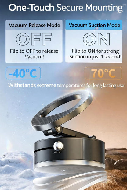Magnetic Car Phone Holder [70LBS Suction] Dashboard & Windshield Mount, N54 4000gf Magnetic, 360° Adjustable Aluminum Arm, iPhone 17/16/15/14/13/12 & Android