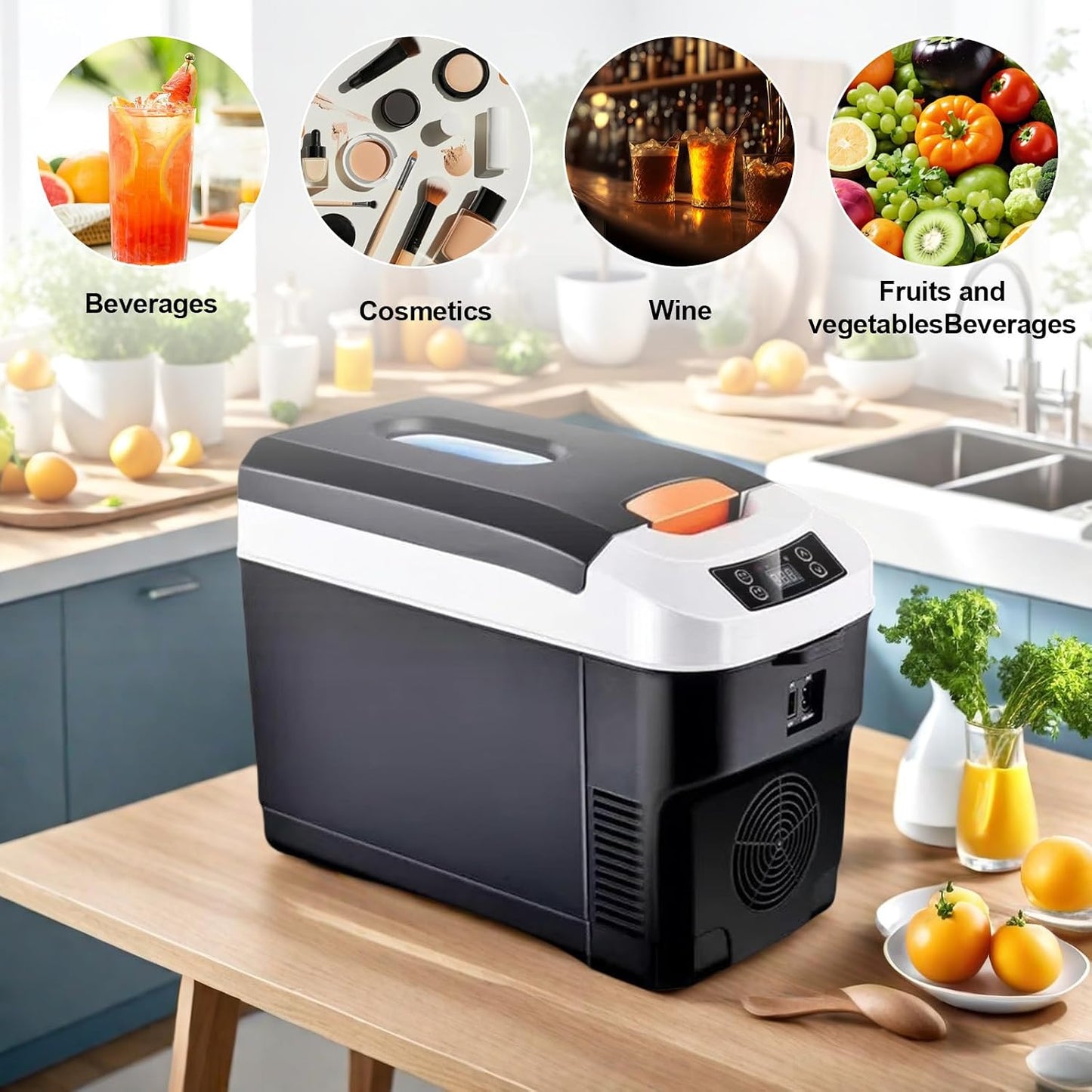 Portable Mini Fridge Car Refrigerator with LCD Display Brushless Motor Cooler Portable Mini Freezer for Travel, Office, Baby Bottles Food Quiet for Camping, Truck, RV, Home，10L