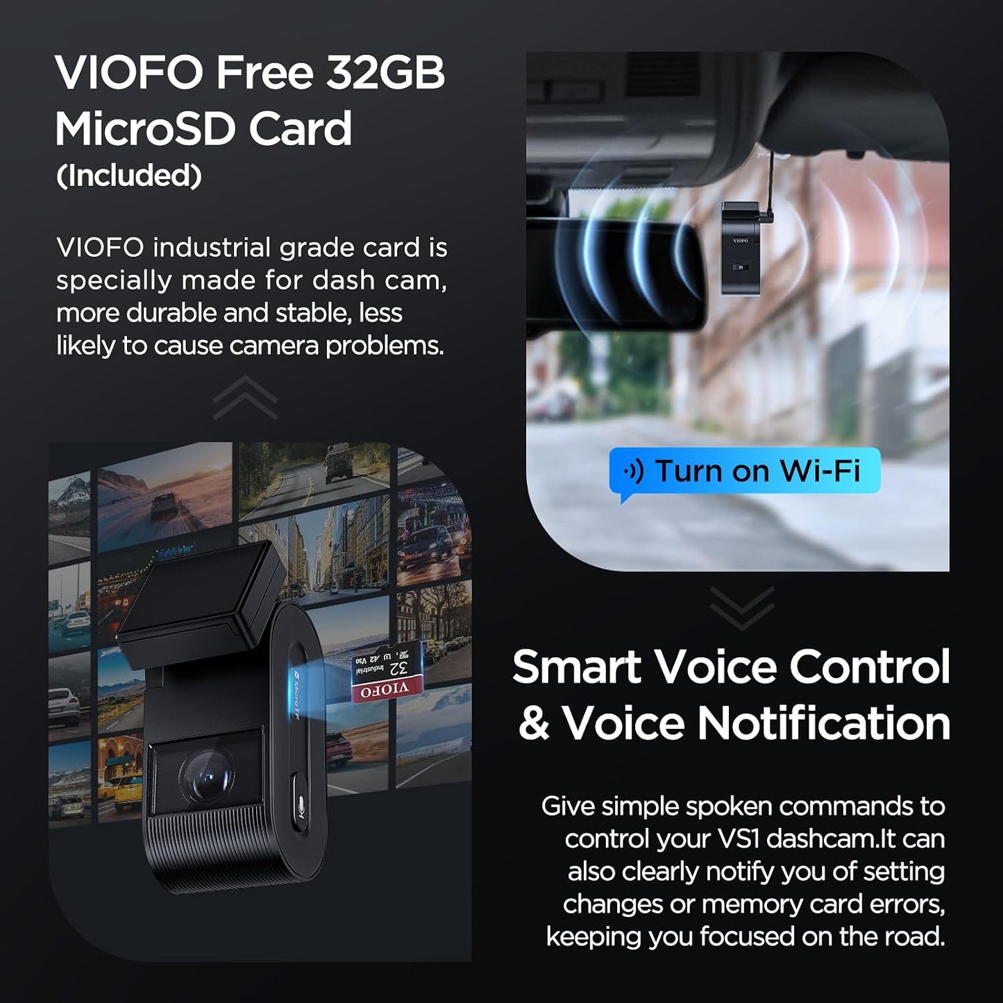 VIOFO VS1 Mini Dash Cam, 1440P/2K HDR Dashcam, STARVIS 2 Sensor, Free 32GB SD Card, 5GHz Wi-Fi Voice Control Car Dash Camera with GPS, Night Vision 2.0, 24H Parking Mode, Support 512GB Max