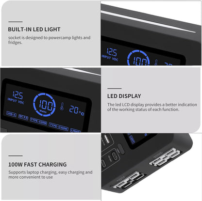 صندوق طاقة صغير للقارب 12 فولت من لوكيوت، شاشة LCD 100 واط بمنفذ USB C QC3.0 مع 4 منافذ لقارب ار في والسيارة وسيارات الدفع الرباعي والتخييم والصيد