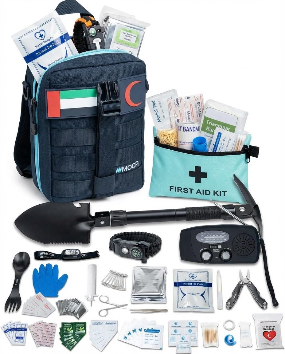 MOOR Survival Camping Kit – Emergency Outdoor Gear Set with First Aid Components for Hiking, Travel & Camping