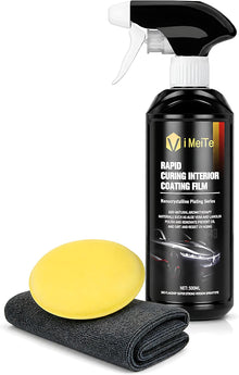 ViBon Car Interior Care Spray Kit, 500ml Dashboard Plastic Leather Trim Detailer with Microfiber Towel and Sponge Pad, Spray and Wipe Interior Coating Film for Car Seats, Door Panels, Console and Trim