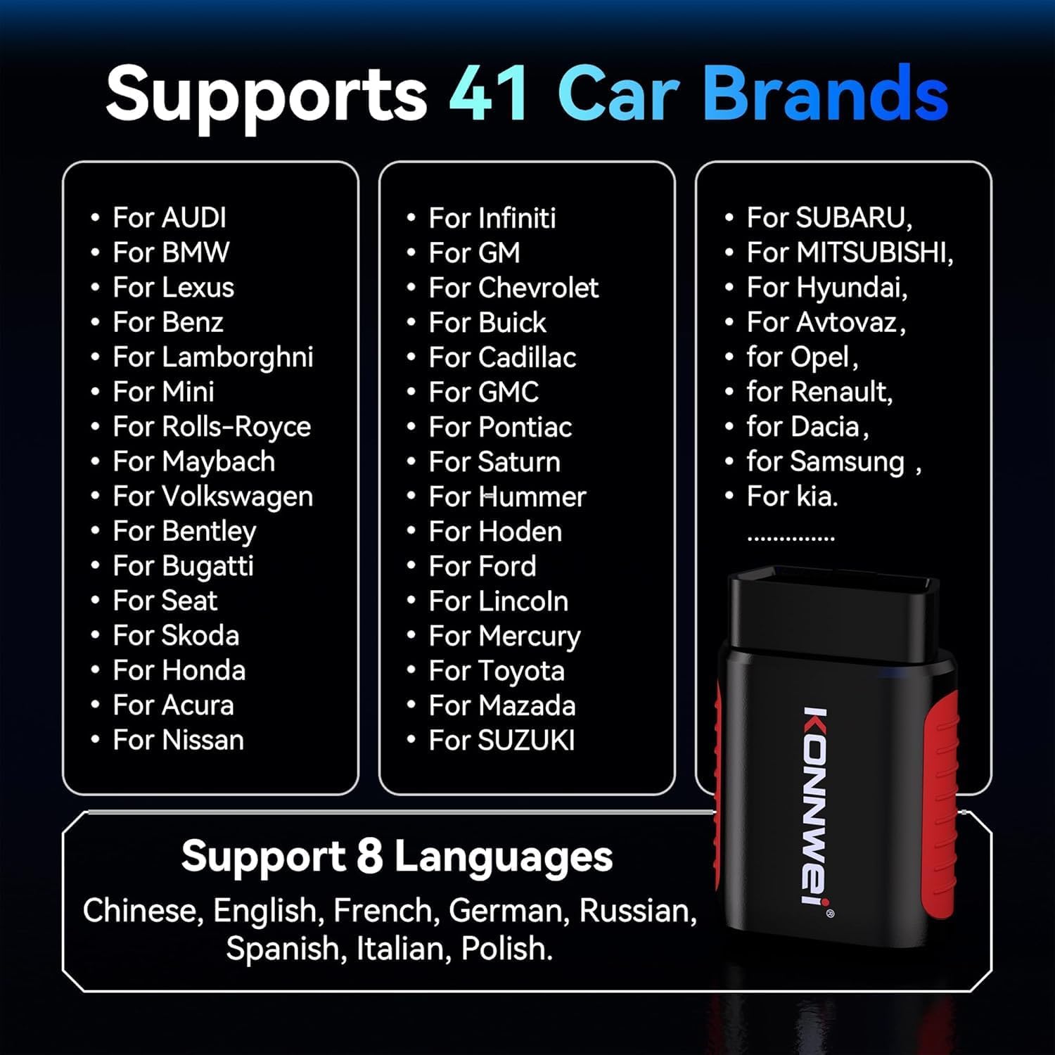 ماسح ضوئي OBD2 بلوتوث KDIAG - أداة تشخيص كاملة للسيارة لمحرك، ناقل حركة، ABS، TPMS، تكييف، توجيه، بطارية، أخرى، مع تحكم مزدوج الاتجاه، إعادة ضبط الزيت/EPB/DPF/BMS، تطبيق iOS Android
