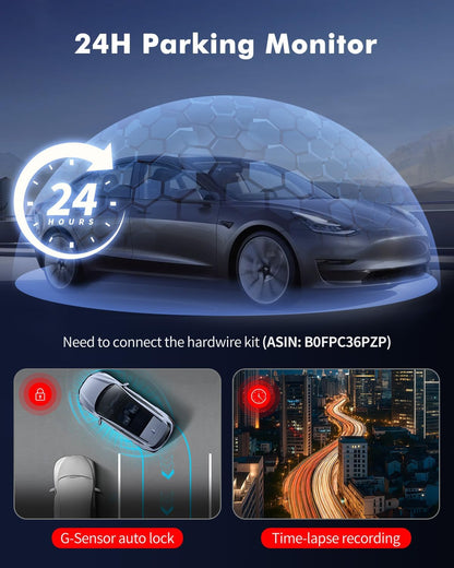 4K 3 Channel Dash Cam Front and Rear Inside for Uber Taxi, Dual Front Lens, Interior Night Vision, WiFi 6 GPS, 24H Parking Mode, 64GB Card, Heat Resistant Dashcam for Cars (V1)
