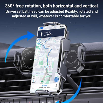 Wireless Car Charger Phone Holder, 360° Rotation, Fast Charging Car Mount with Auto Clamp, Air Vent Mobile Holder, Universal Car Phone Mount for iPhone & Android Devices (Wireless1)