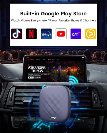 Carlinkit Android 13 Ai Box Pro Series: Transform Your Car into a Multimedia Adapter with Qualcomm Octa-core 6125, 4+64GB Memory, and Built-in Google Play Store and Bluetooth Gaming Controller