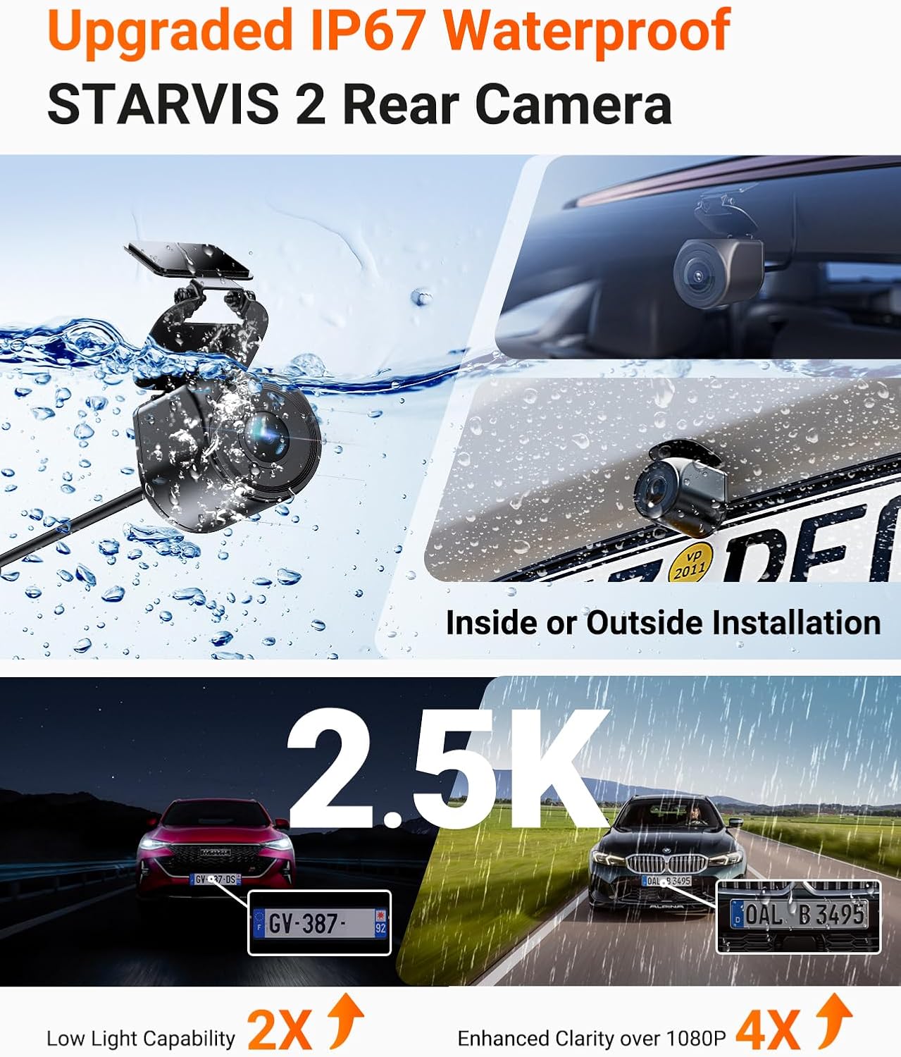Vantrue N4 Pro S 4K 3 Channel Dash Cam w/Triple STARVIS 2, 4K+1080P+2.5K Front Inside Rear Dash Camera, HDR IR Night Vision, Voice Control, 24/7 Parking Mode, GPS, Wi-Fi, Support 1TB