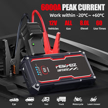FEIKFEIZ Car Jump Starter, 6000A Peak 26800mAh 12V Battery Jumper Starter Portable for Up to All Gas/8.0L Diesel Vehicles with USB Charge Output Port and LED Lights.