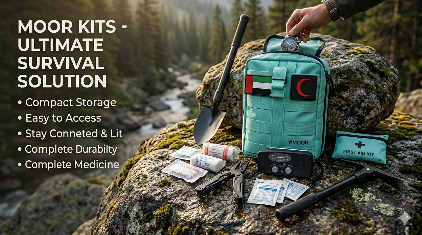 MOOR Survival Camping Kit – Emergency Outdoor Gear Set with First Aid Components for Hiking, Travel & Camping
