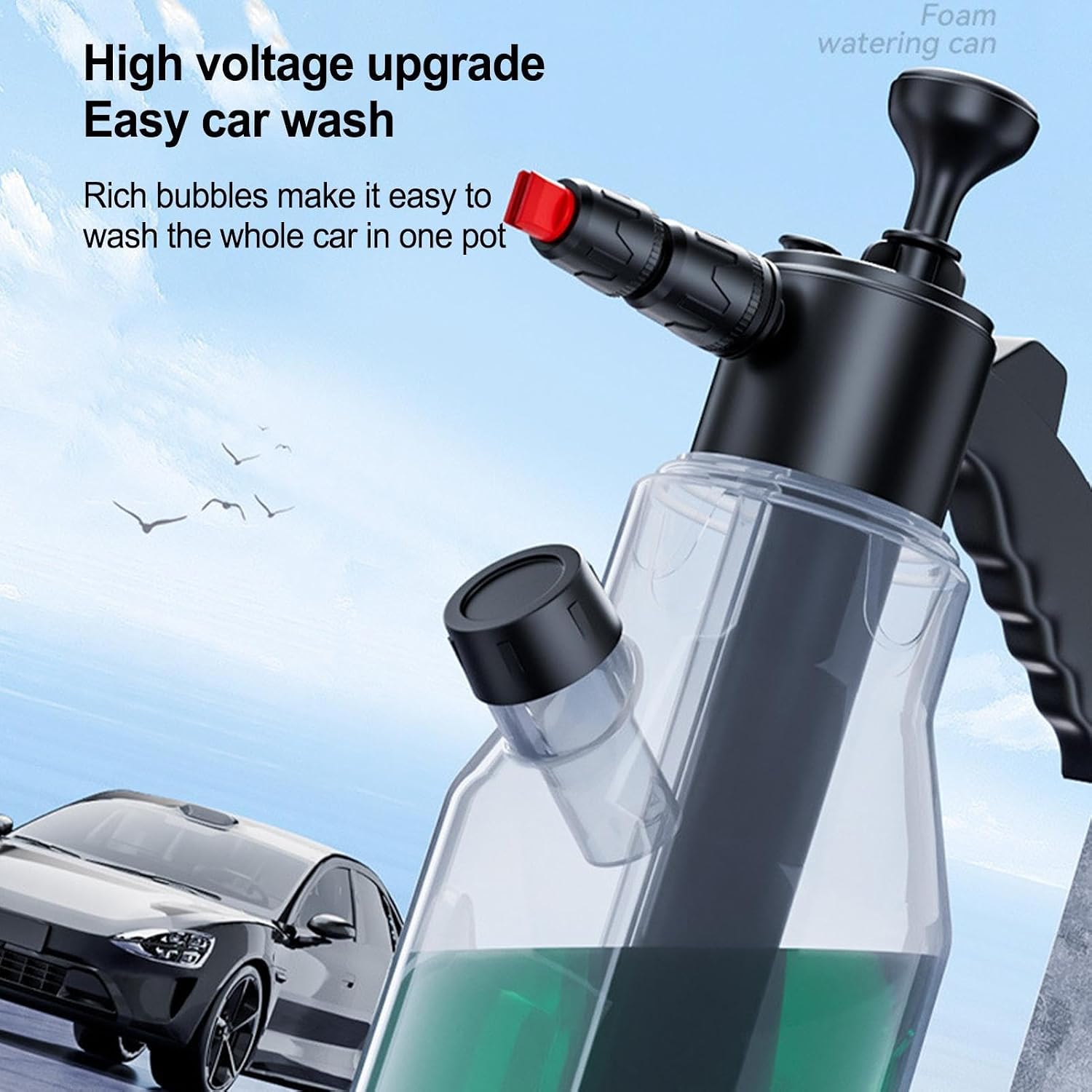 Car Wash Foam Sprayer, Hand Pressure Anti-Slip Foam Sprayer | Liquid Foam Pump Sprayer | Sprayer Full Function Pressure Atomizer and Pump Sprayer for Home, Garden and Car Detailing and Washing (2L)